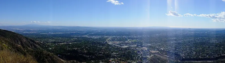 Wide view of the San Gabriel Valley from the foothills below Mount Wilson