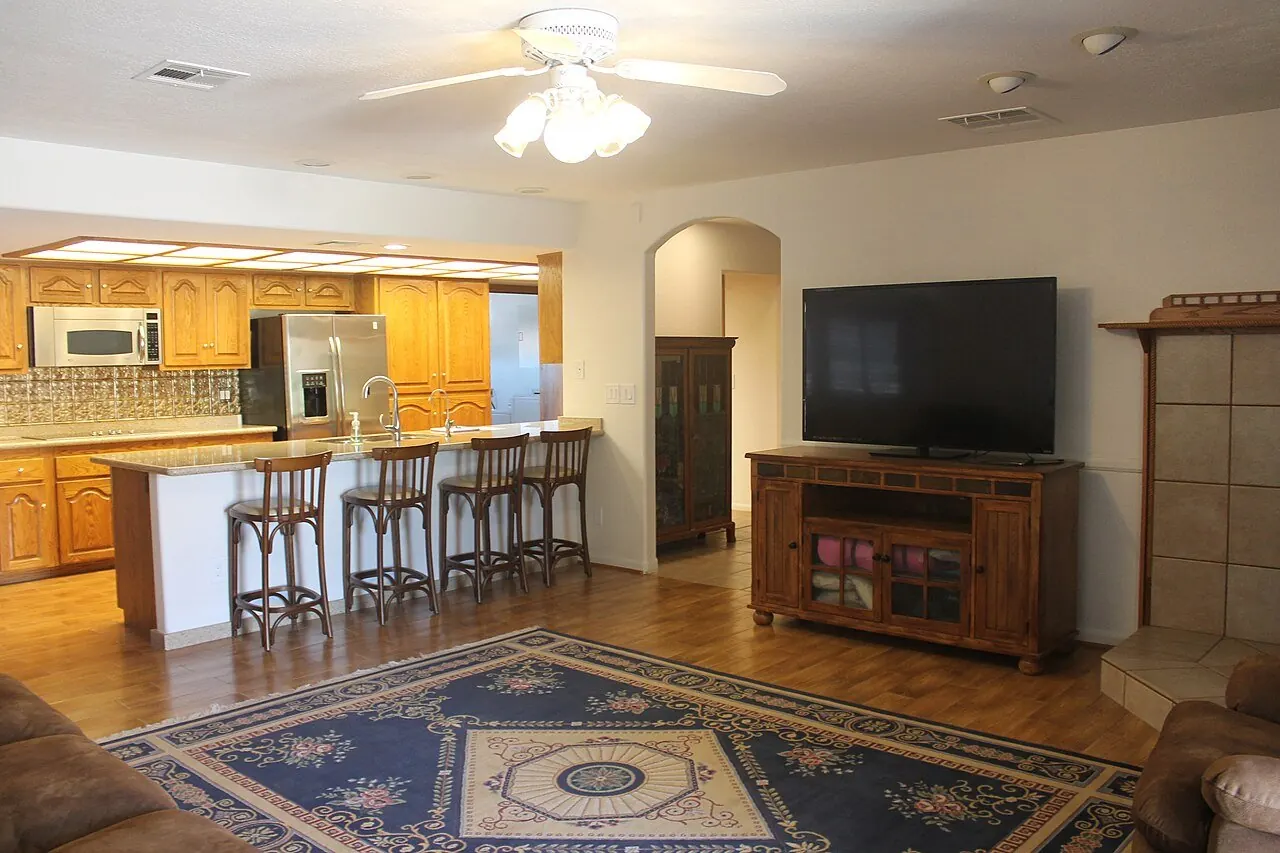 Living room with a TV area and sofa