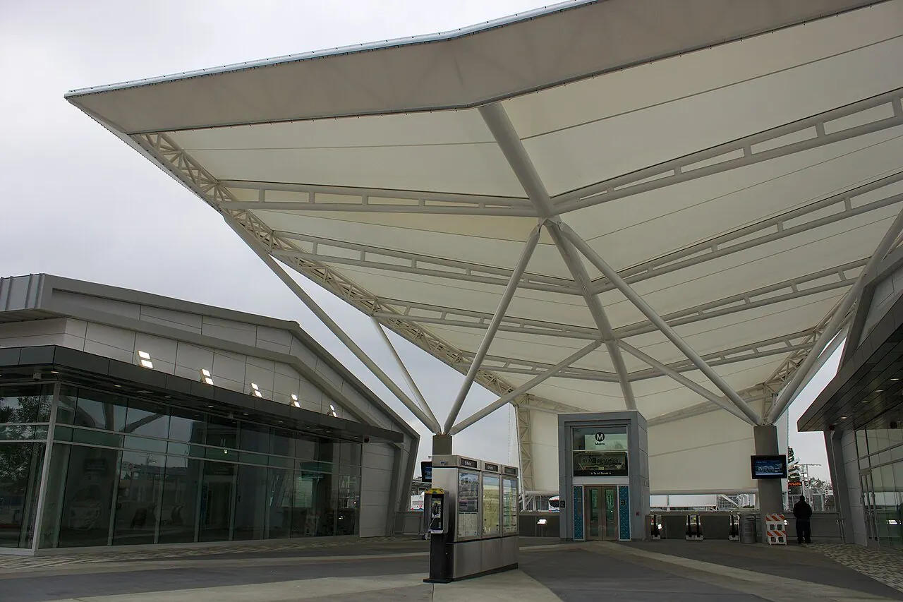 Main entrance canopy of El Monte Station