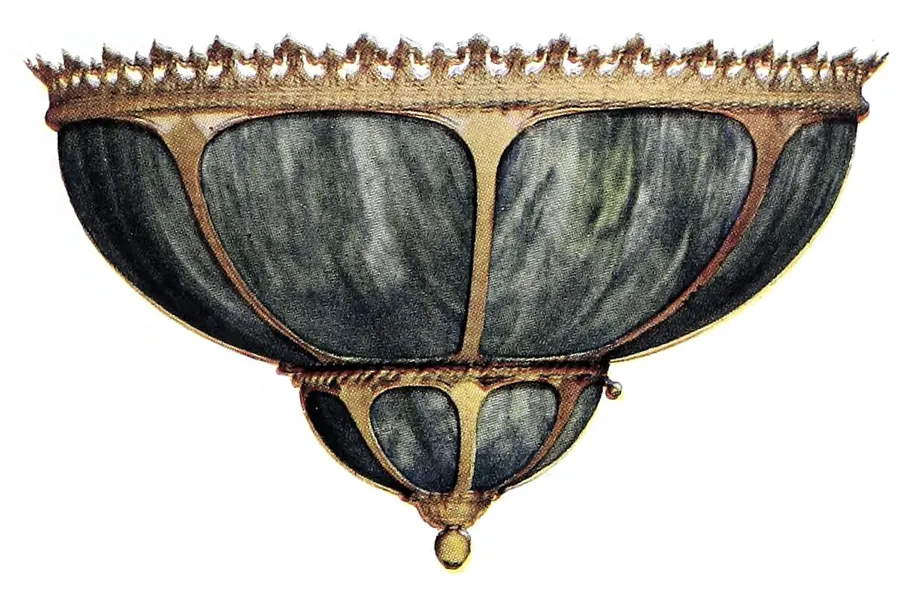 Bowl-style ceiling light fixture with a decorative brass rim